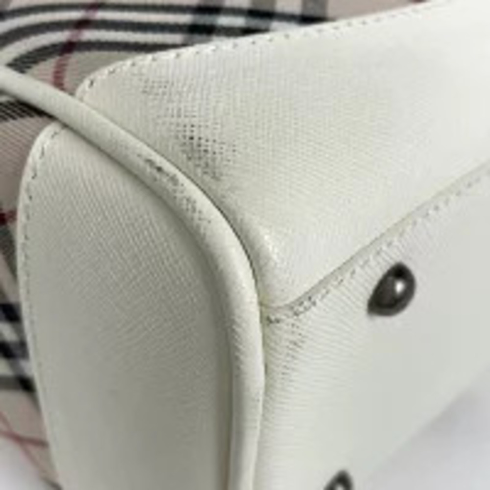 Burberry canvas white check handbag tote beige bag